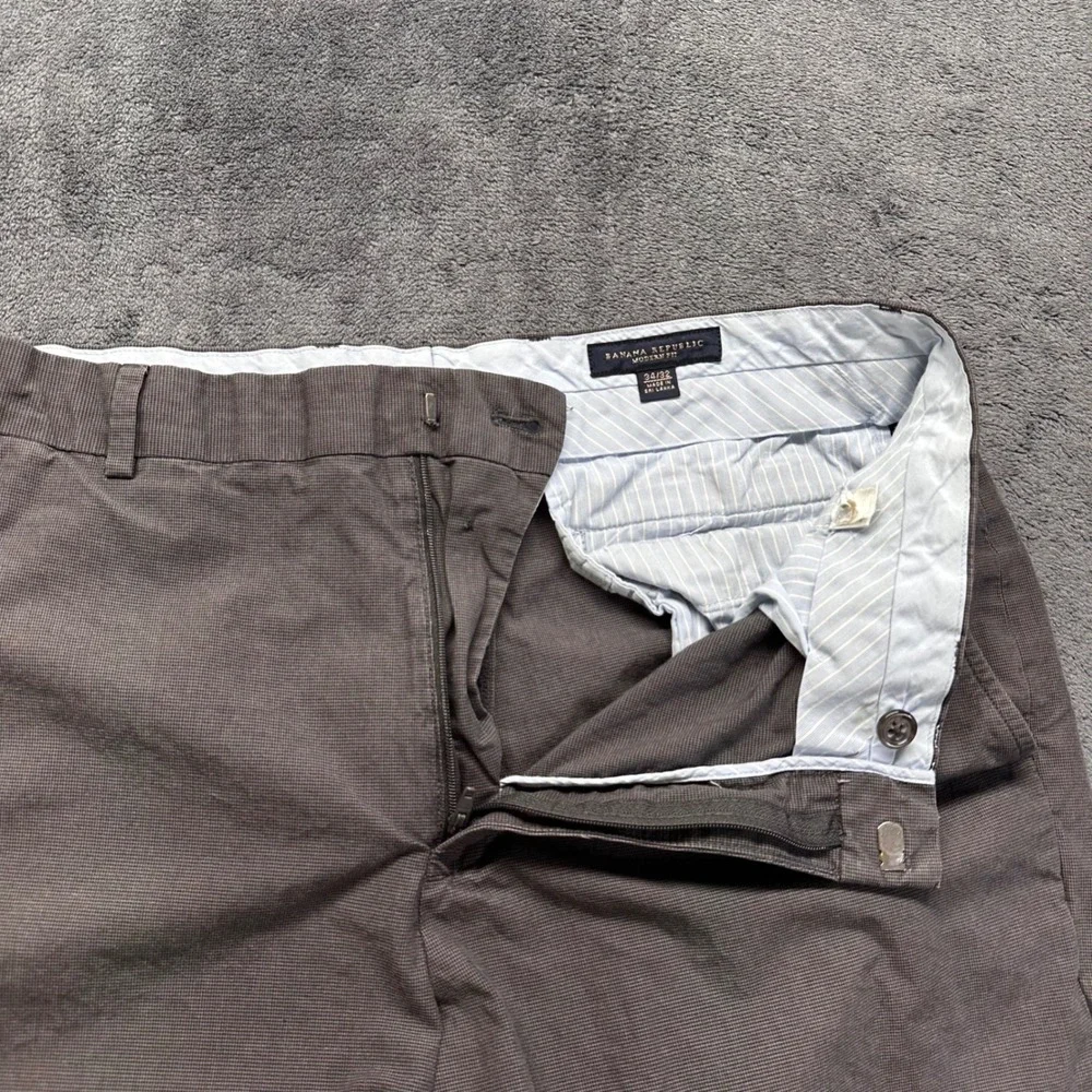 Banana Republic Modern Fit Pants Mens 34x32 Gray Cotton Micro Texture Chinos